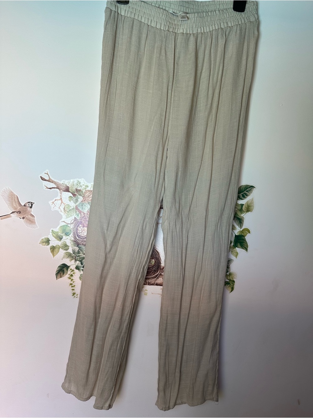 krazy kat Light Taupe Wide-Leg Pull-On Pants with liner